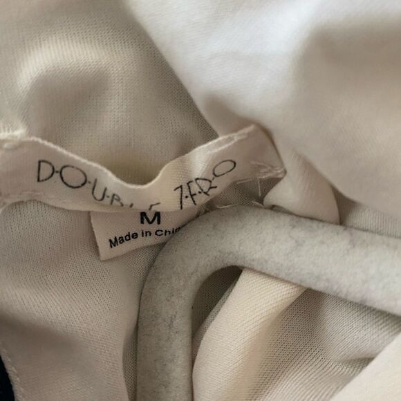 Double Zero Green/Cream Solid with Black Zigzag Print Sleeveless Dress. Size Med - Picture 8 of 8